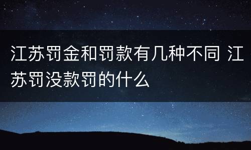 江苏罚金和罚款有几种不同 江苏罚没款罚的什么