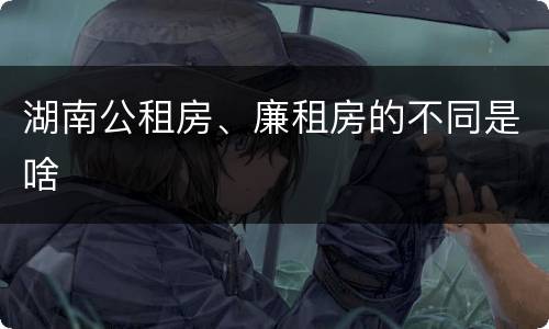 湖南公租房、廉租房的不同是啥