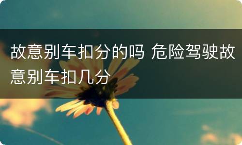 故意别车扣分的吗 危险驾驶故意别车扣几分