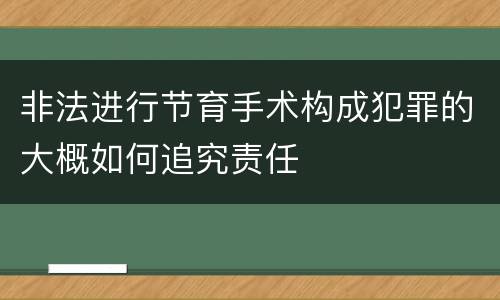 非法进行节育手术构成犯罪的大概如何追究责任
