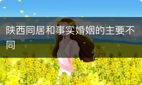 陕西同居和事实婚姻的主要不同