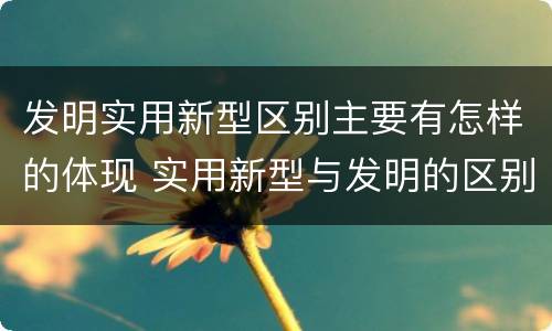 发明实用新型区别主要有怎样的体现 实用新型与发明的区别有哪些