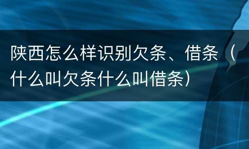 陕西怎么样识别欠条、借条（什么叫欠条什么叫借条）