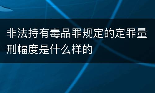 非法持有毒品罪规定的定罪量刑幅度是什么样的