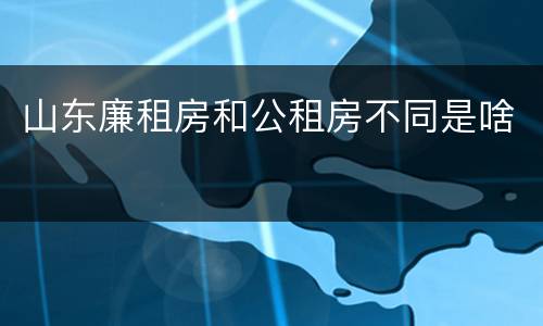 山东廉租房和公租房不同是啥
