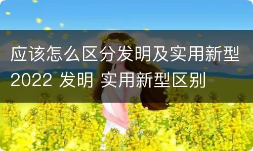 应该怎么区分发明及实用新型2022 发明 实用新型区别