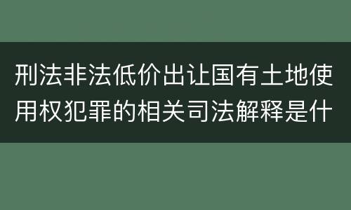 刑法非法低价出让国有土地使用权犯罪的相关司法解释是什么
