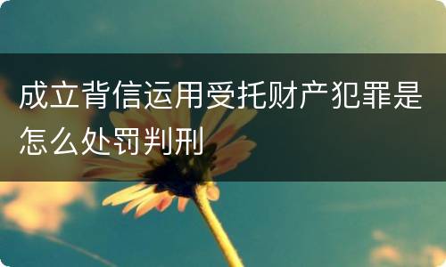 成立背信运用受托财产犯罪是怎么处罚判刑