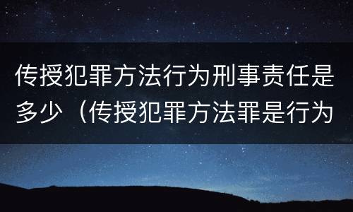 传授犯罪方法行为刑事责任是多少（传授犯罪方法罪是行为犯吗）
