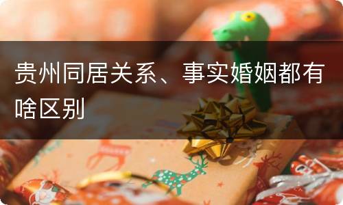 贵州同居关系、事实婚姻都有啥区别