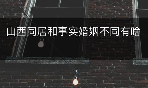 山西同居和事实婚姻不同有啥