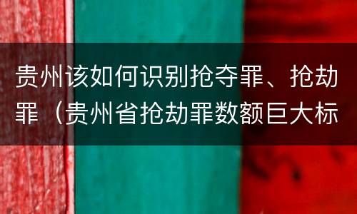 贵州该如何识别抢夺罪、抢劫罪（贵州省抢劫罪数额巨大标准）