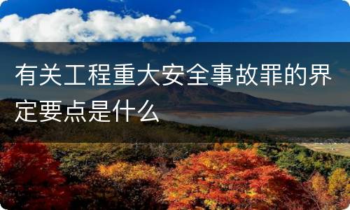 有关工程重大安全事故罪的界定要点是什么
