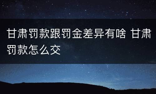 甘肃罚款跟罚金差异有啥 甘肃罚款怎么交