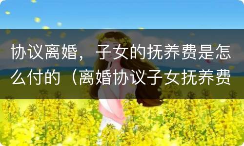 协议离婚，子女的抚养费是怎么付的（离婚协议子女抚养费怎么算）