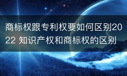 商标权跟专利权要如何区别2022 知识产权和商标权的区别