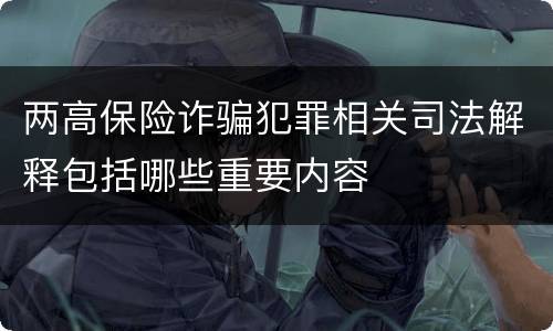 两高保险诈骗犯罪相关司法解释包括哪些重要内容