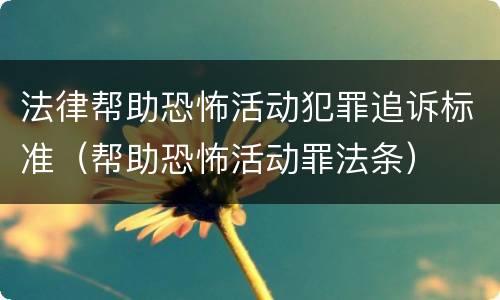 法律帮助恐怖活动犯罪追诉标准（帮助恐怖活动罪法条）