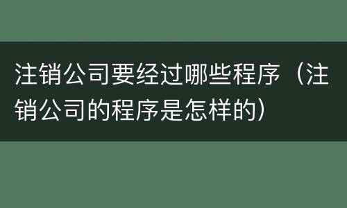 注销公司要经过哪些程序（注销公司的程序是怎样的）