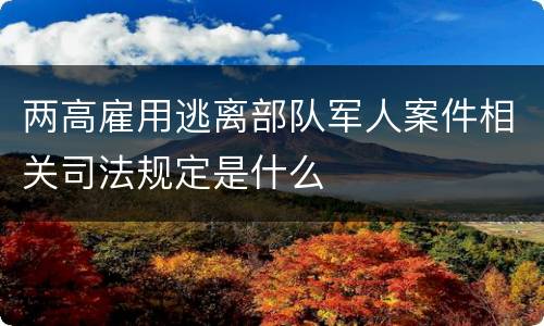 两高雇用逃离部队军人案件相关司法规定是什么