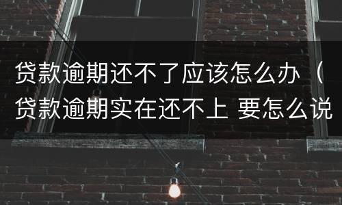 贷款逾期还不了应该怎么办（贷款逾期实在还不上 要怎么说）