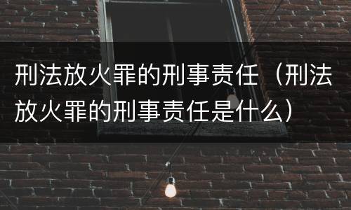 刑法放火罪的刑事责任（刑法放火罪的刑事责任是什么）