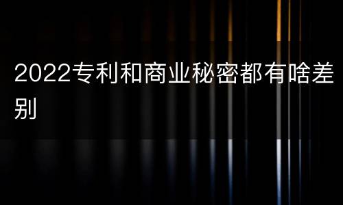 2022专利和商业秘密都有啥差别