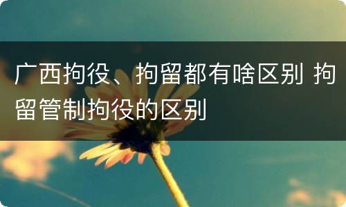 广西拘役、拘留都有啥区别 拘留管制拘役的区别