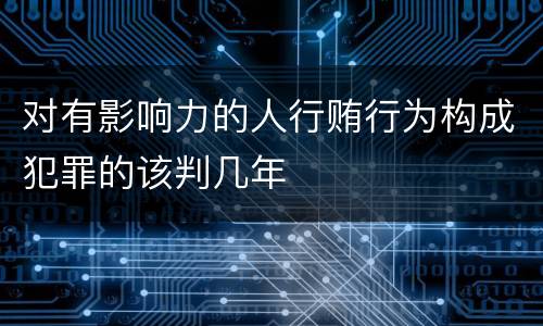对有影响力的人行贿行为构成犯罪的该判几年