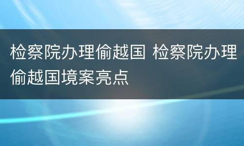 检察院办理偷越国 检察院办理偷越国境案亮点