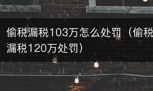 偷税漏税103万怎么处罚（偷税漏税120万处罚）