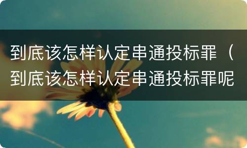 到底该怎样认定串通投标罪（到底该怎样认定串通投标罪呢）
