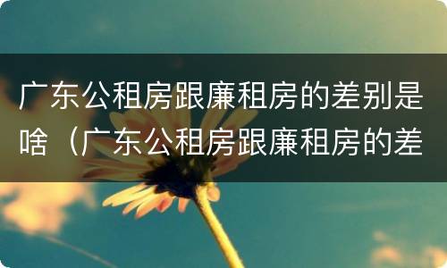 广东公租房跟廉租房的差别是啥（广东公租房跟廉租房的差别是啥呀）