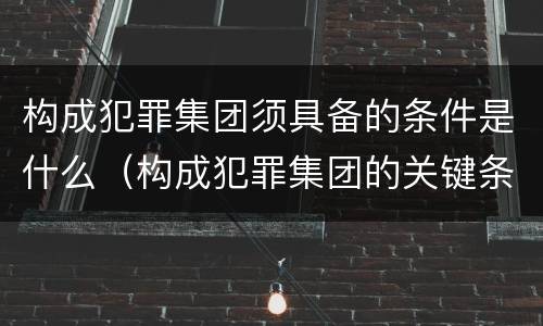 构成犯罪集团须具备的条件是什么（构成犯罪集团的关键条件是什么）