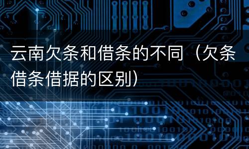 云南欠条和借条的不同（欠条借条借据的区别）