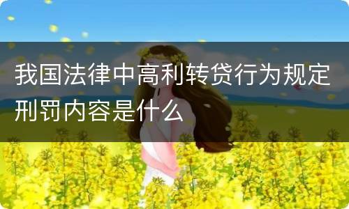 我国法律中高利转贷行为规定刑罚内容是什么