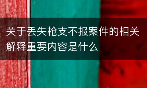 关于丢失枪支不报案件的相关解释重要内容是什么
