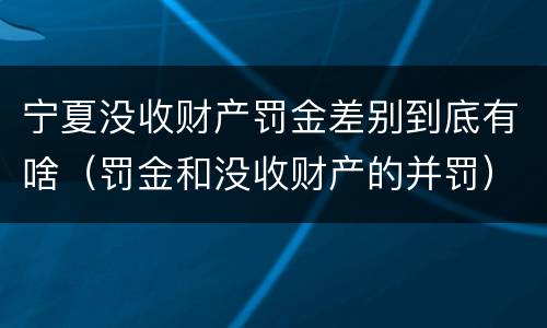 宁夏没收财产罚金差别到底有啥（罚金和没收财产的并罚）