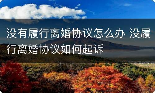 没有履行离婚协议怎么办 没履行离婚协议如何起诉