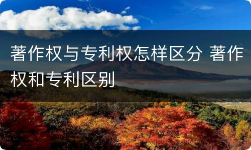 著作权与专利权怎样区分 著作权和专利区别