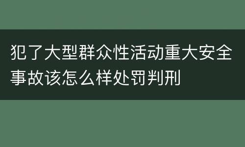 犯了大型群众性活动重大安全事故该怎么样处罚判刑