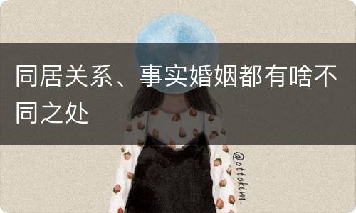同居关系、事实婚姻都有啥不同之处