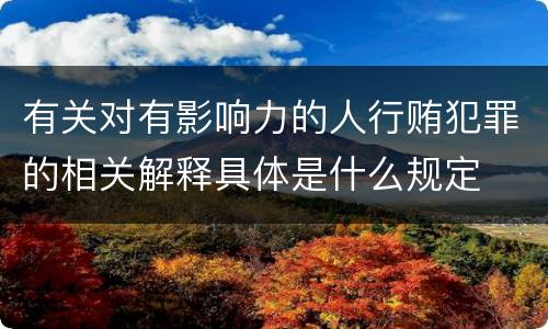 有关对有影响力的人行贿犯罪的相关解释具体是什么规定