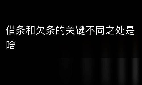 借条和欠条的关键不同之处是啥