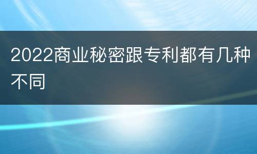 2022商业秘密跟专利都有几种不同