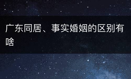 广东同居、事实婚姻的区别有啥
