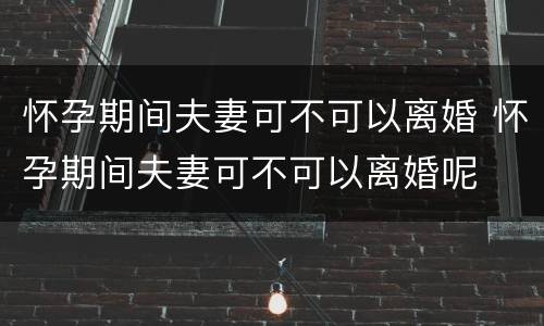 怀孕期间夫妻可不可以离婚 怀孕期间夫妻可不可以离婚呢