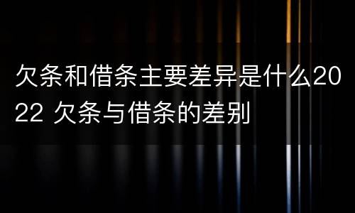 欠条和借条主要差异是什么2022 欠条与借条的差别
