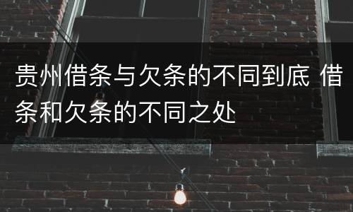 贵州借条与欠条的不同到底 借条和欠条的不同之处