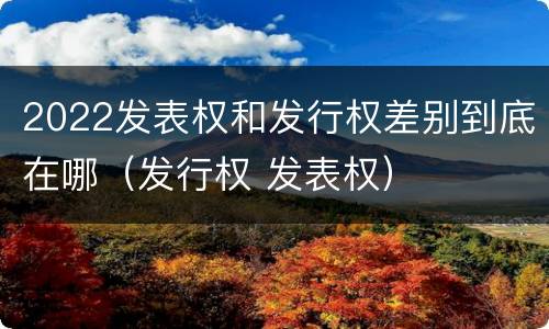 2022发表权和发行权差别到底在哪（发行权 发表权）